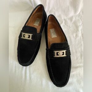Vintage Versace Loafer Mens 8.5 Black Suede Medusa Head Detail